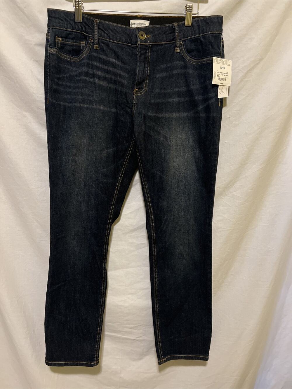 Liz Claiborne FlexiFit Dark Wash Jeans Size 12P Straight Leg Stretch Classic NWT